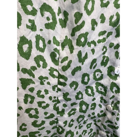 Foxcroft Womens Wrinkle-Free Green Leopard Print Button Down Shirt Size 14W - Picture 8 of 8